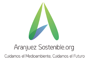 Logo de Aranjuez Sostenible.org con el lema "Cuidamos el Medioambiente, Cuidamos el Futuro"